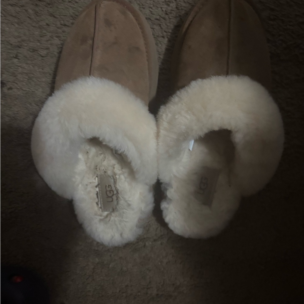 UGG Brown and Cream Shearling Slippers